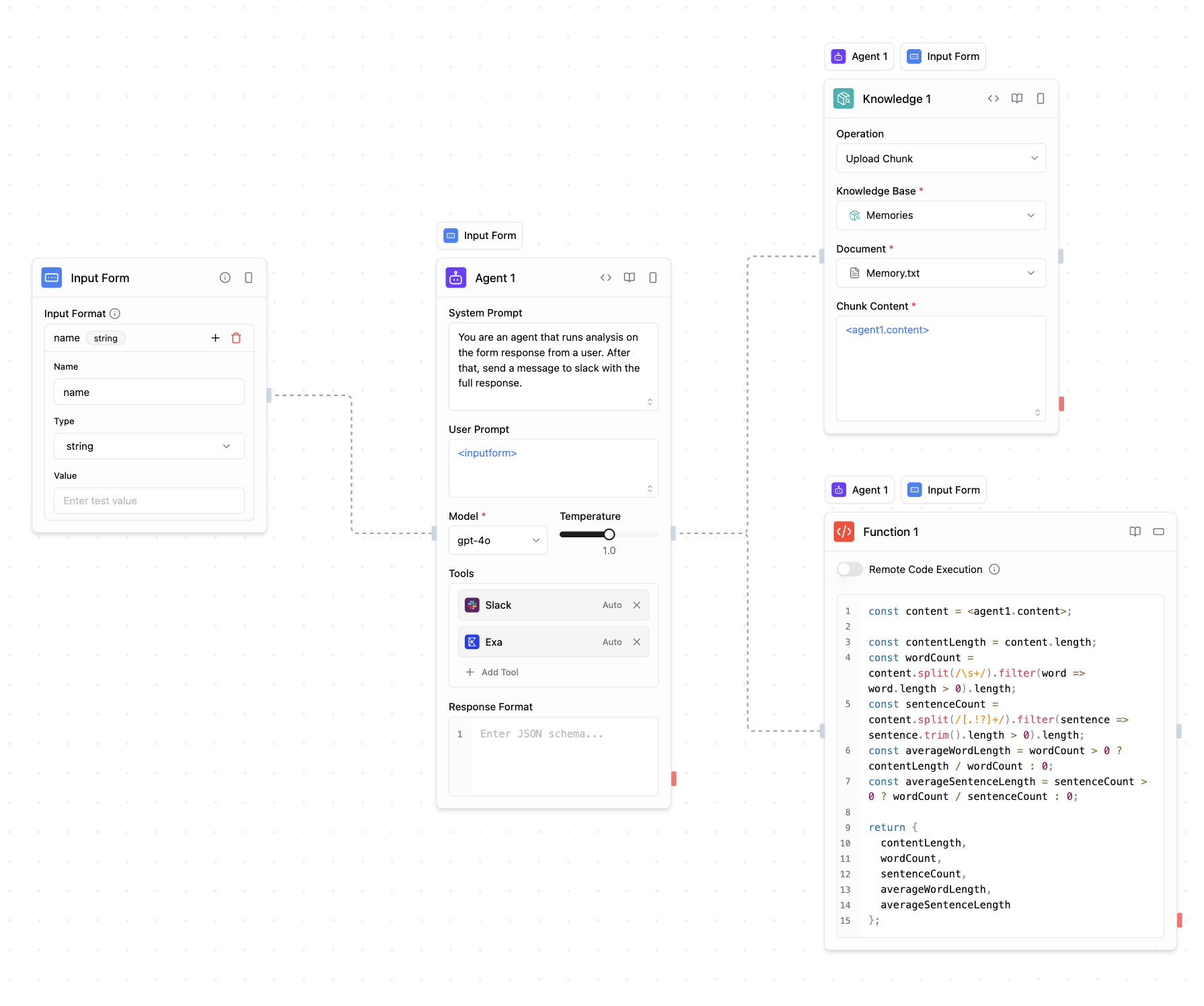 AACFlow visual workflow builder with AI agent blocks